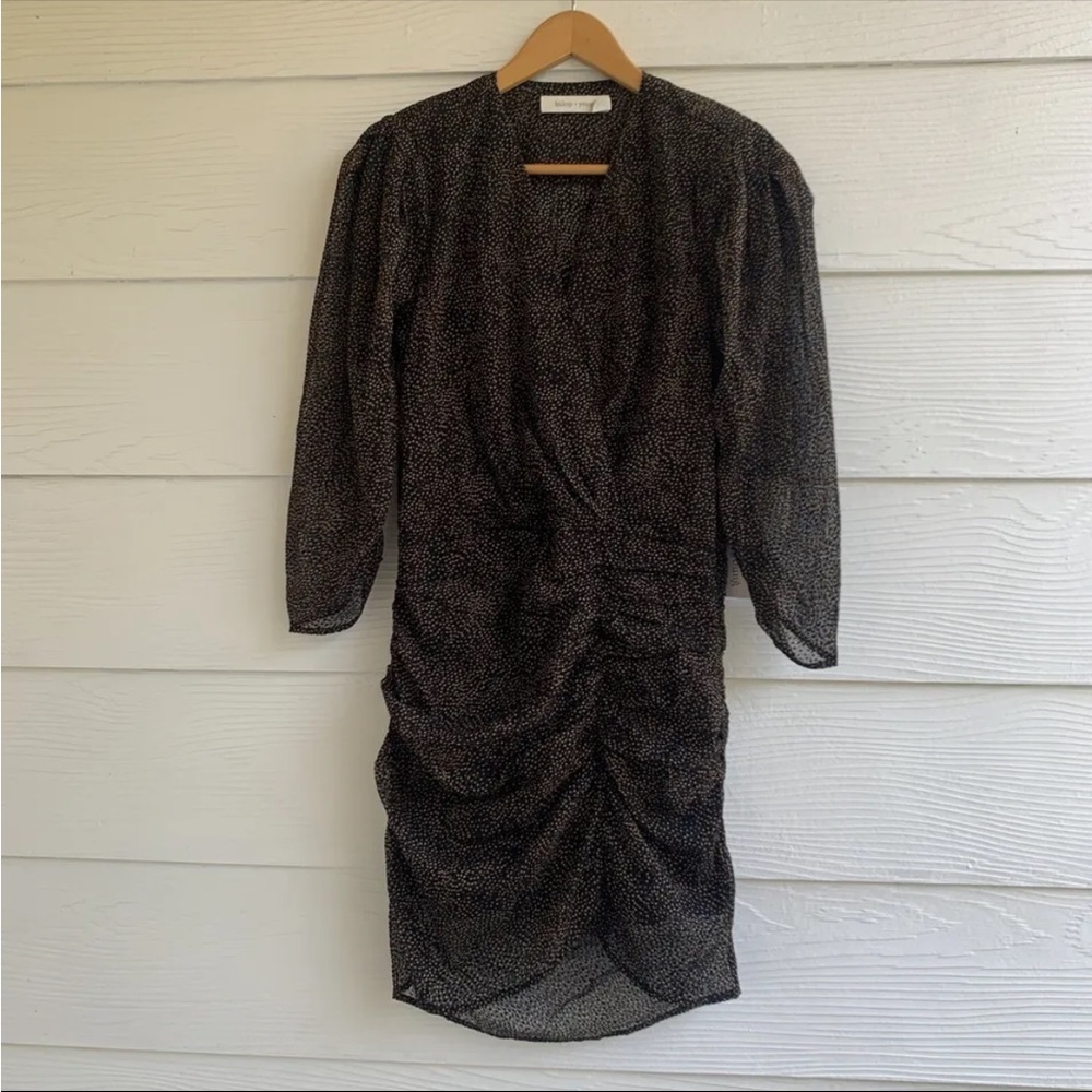 Bishop + Young Starpower Black Burnout Ruched Mini Dress size Small Holiday